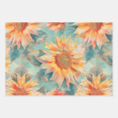 Feuille De Papier Cadeau Sunflowers blue background (Devant 3)