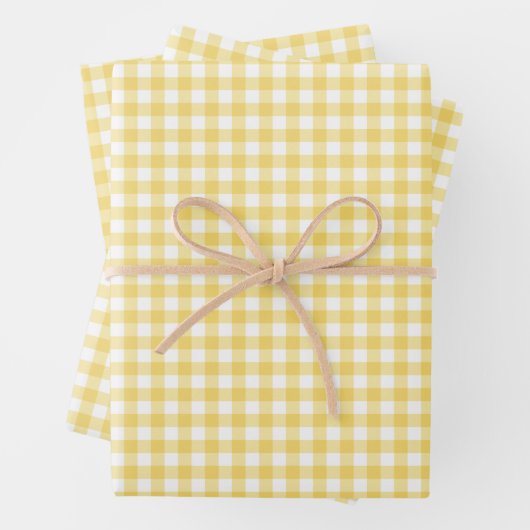 Feuille De Papier Cadeau Sunshine Jaune En vichy Motif chèque (En situation)