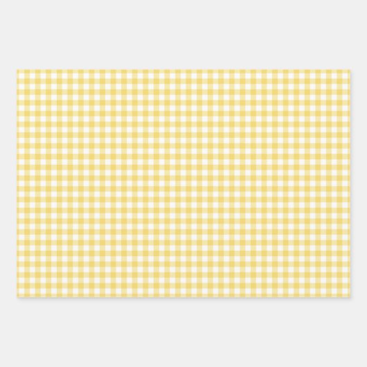 Feuille De Papier Cadeau Sunshine Jaune En vichy Motif chèque (Devant)