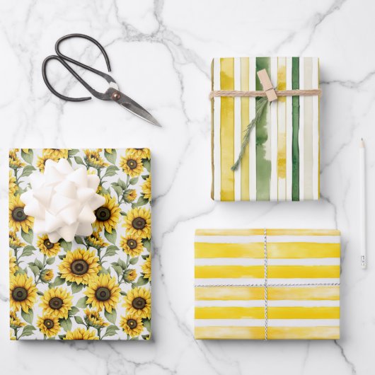 Feuille De Papier Cadeau Sunshine Yellow Sunflowers (Recto)