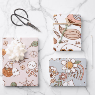 Feuille De Papier Cadeau Super Halloween Boo Ghost Funny Retro Motif