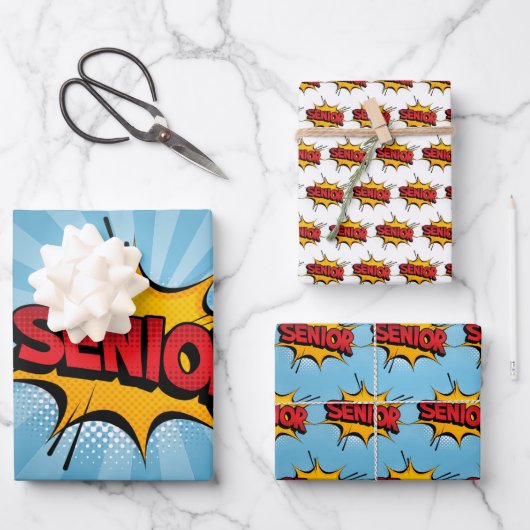 Feuille De Papier Cadeau Super Hero Senior (Recto)