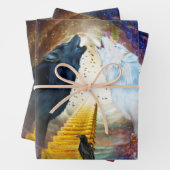 Feuille De Papier Cadeau Super loup noir et blanc (En situation)