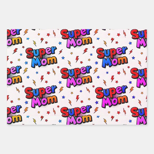 Feuille De Papier Cadeau Super Maman (Devant 3)