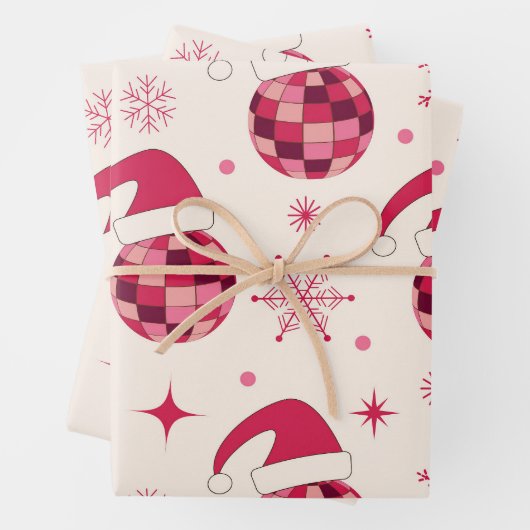 Feuille De Papier Cadeau Super Noël Père Noël Disco Balls Motif (En situation)