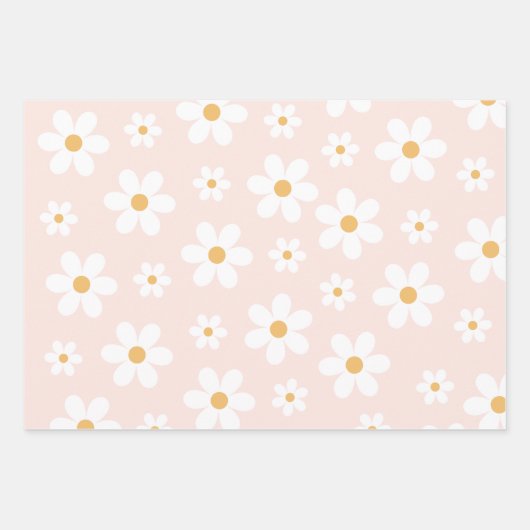 Feuille De Papier Cadeau Super Retro Daisy Rose (Devant)