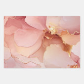 Feuille De Papier Cadeau Superbe Blush Rose Fleurs Dorées Mariage (Devant)