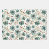 Feuille De Papier Cadeau Superbe Poinsettia coordination de Noël (Devant 2)