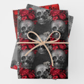 Feuille De Papier Cadeau Superbes crânes et conceptions gothiques (En situation)