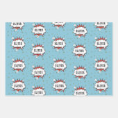 Feuille De Papier Cadeau Superhero Comic Speech Bubble Boy Name (Devant 2)