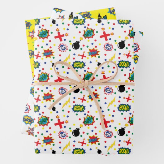 Feuille De Papier Cadeau Superhero Motif (En situation)