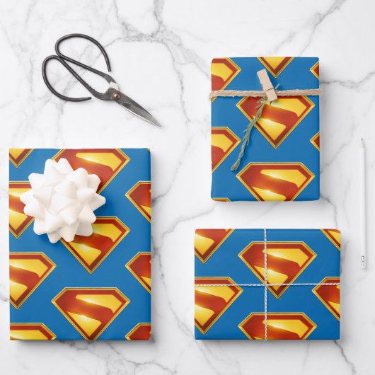 Feuille De Papier Cadeau Superman Golden S Shield brillance (Recto)