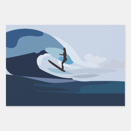 Feuille De Papier Cadeau Surfer Plage Surf (Devant 2)