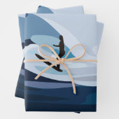 Feuille De Papier Cadeau Surfer Plage Surf (En situation)