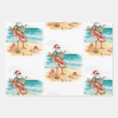 Feuille De Papier Cadeau Surfing Santa Christmas  (Devant)