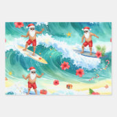 Feuille De Papier Cadeau Surfing Santa Claus (Devant 2)