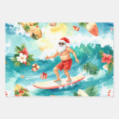 Feuille De Papier Cadeau Surfing Santa Claus (Devant)