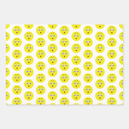 Feuille De Papier Cadeau Surpris Motif Emoji (Devant)