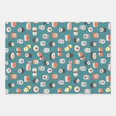 Feuille De Papier Cadeau Sushi Motif Turquoise vert (Devant)