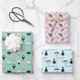 Feuille De Papier Cadeau Sushi Temaki Wasabi