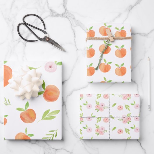 Feuille De Papier Cadeau Sweet As A Peach Anniversaire (Recto)