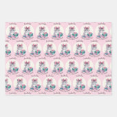 Feuille De Papier Cadeau Sweet Christmas Kitten Big Pink Bow Add Name (Devant)