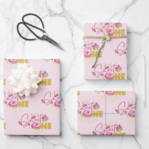 Feuille De Papier Cadeau Sweet One Rose Faux Gold Parties scintillant Desse