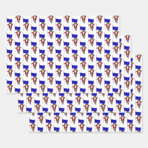 Feuille De Papier Cadeau Sweet Santa Claus visite l'Alaska