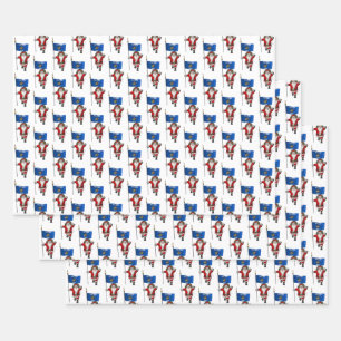 Feuille De Papier Cadeau Sweet Santa Claus visite le wisconsin