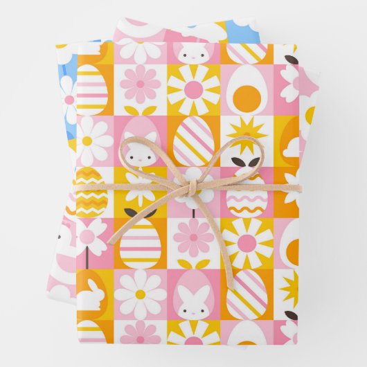 Feuille De Papier Cadeau Sweet Spring Easter Patchwork  (En situation)