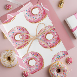 Feuille De Papier Cadeau Sweet Time Pastel Pink Donut Anniversaire