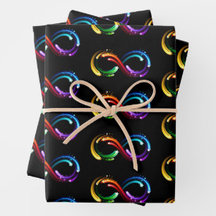 Feuille De Papier Cadeau Symbole de l'infini des comètes arc-en-ciel