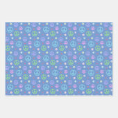 Feuille De Papier Cadeau Symbole de paix, Fleurs & Coeurs (Devant 2)