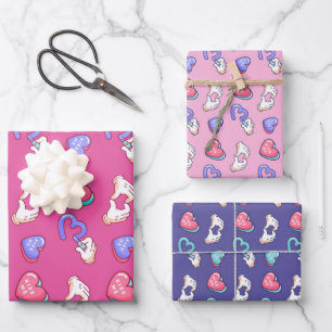 Feuille De Papier Cadeau Symbole du Coeur Aimer Doodle Cute Valentines Day