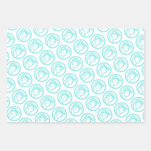 Feuille De Papier Cadeau Symbole étoile Turquoise Horoscope Anniversaire Aq (Devant)