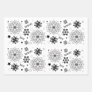 Feuille De Papier Cadeau Symboles Noir Blanc Plaque Gelli Collage et plus