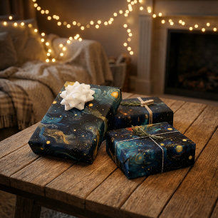 Feuille De Papier Cadeau Symphonie cosmique Formes musicales célestes Conce