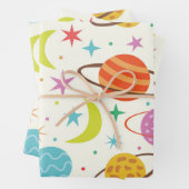 Feuille De Papier Cadeau Système solaire Planète Motif spatial (En situation)