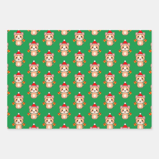 Feuille De Papier Cadeau Tabby Ginger de Noël (Devant 2)