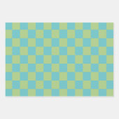 Feuille De Papier Cadeau Tableau À damiers Motif en bleu et vert  (Devant)