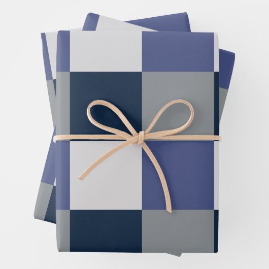 Feuille De Papier Cadeau Tableau blanc gris bleu marine (En situation)