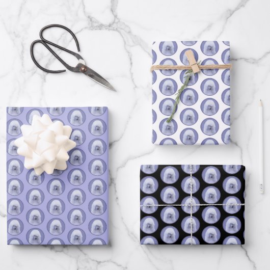 Feuille De Papier Cadeau Tableau blanc standard de caniche - Art original d (Recto)