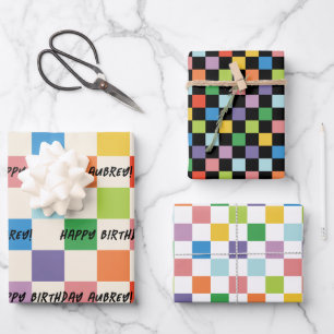 Feuille De Papier Cadeau Tableau de bord coloré clair Personnalisé Annivers