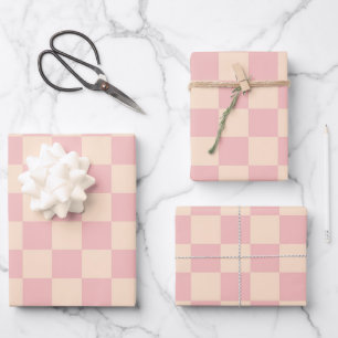 Feuille De Papier Cadeau Tableau de bord rose et crème