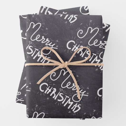 Feuille De Papier Cadeau Tableau noir blanc Script Joyeux Noël (En situation)