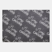 Feuille De Papier Cadeau Tableau noir blanc Script Joyeux Noël (Devant)