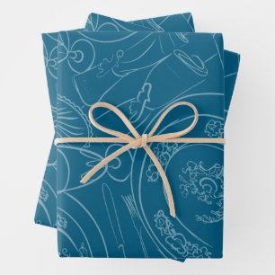 Feuille De Papier Cadeau Tablescape de brunch illustré