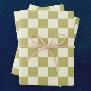 Feuille De Papier Cadeau Tablier en kaki foncé et beige