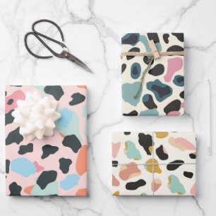 Feuille De Papier Cadeau Taches de léopard pastel tendance