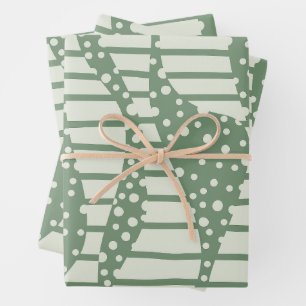Feuille De Papier Cadeau Taches et Rayures 2 - Vert